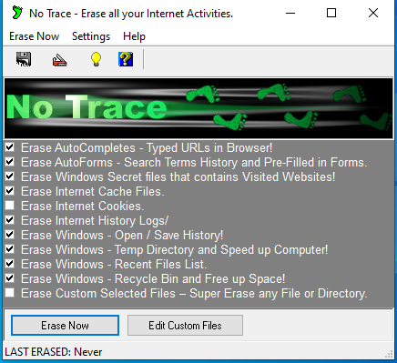 No Trace – One-Click Windows Privacy Cleaner